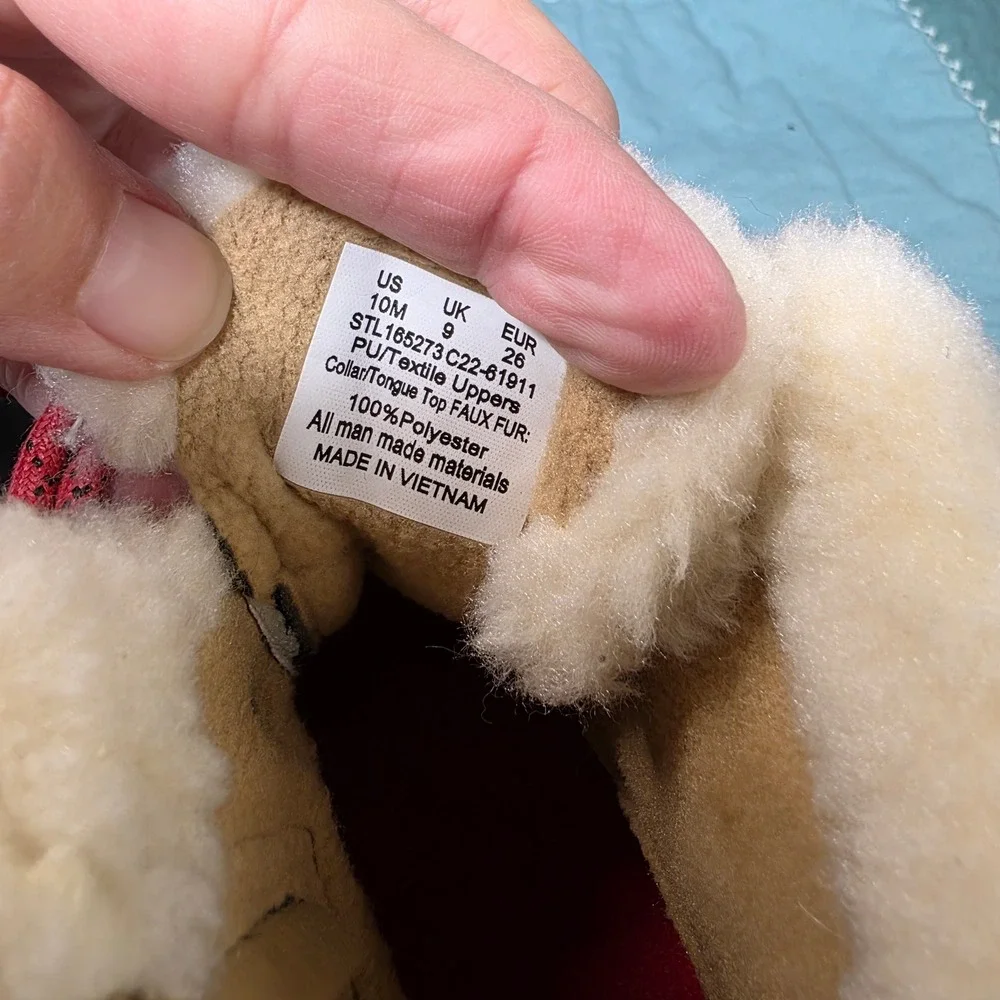 Sperry Saltwater Duck Boots Kids Size 10 Brown Tan Faux‎ Fur Waterproof Zip